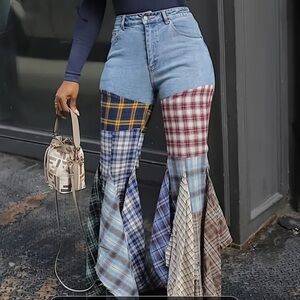 Patchwork Flare Jeans Size XXL = 14